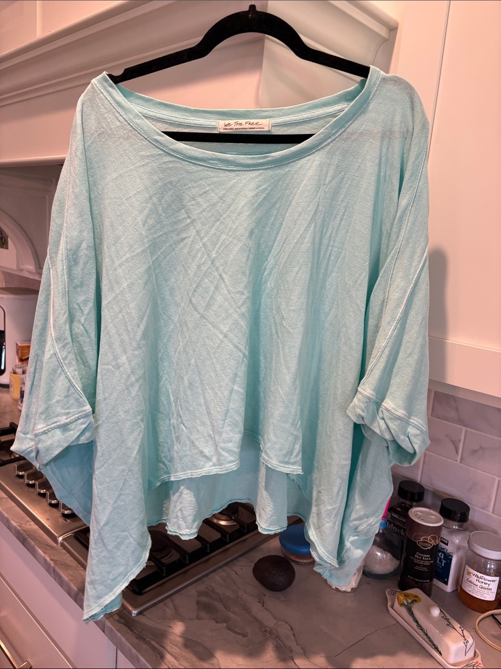We The Free Light Aqua Relaxed Dolman Tee